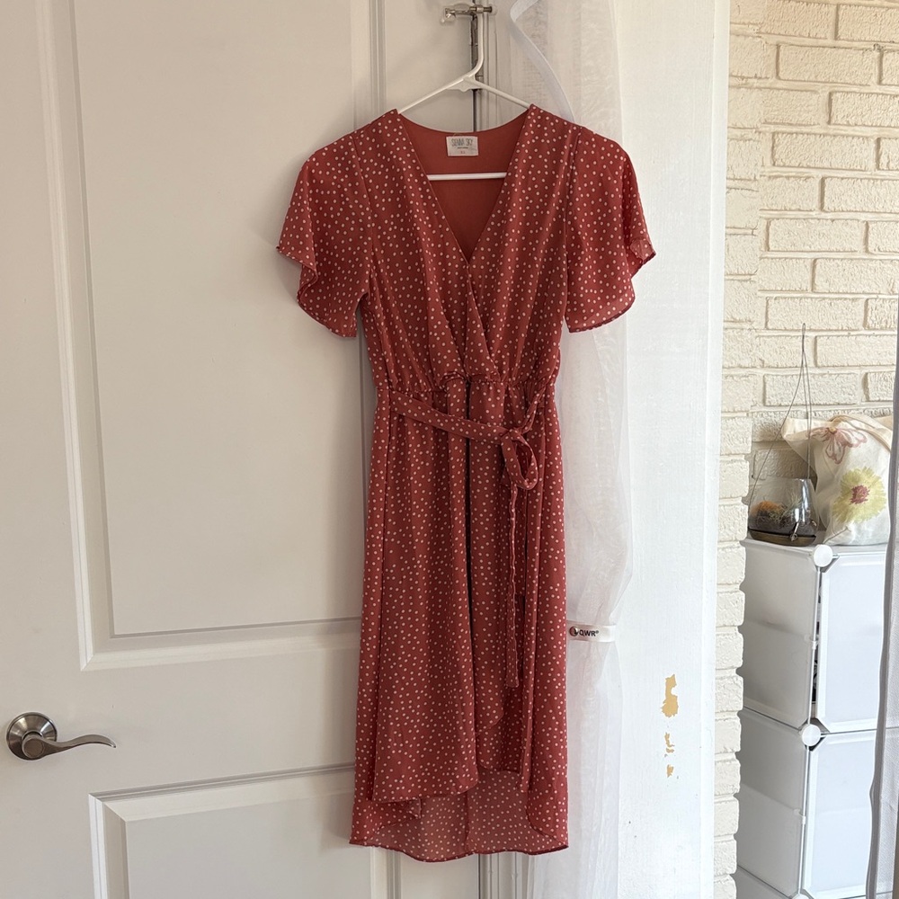 Pink Polka Dot Sienna Sky Wrap Dress